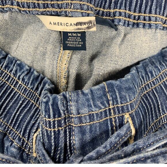 New American Eagle Womens Medium Stretch Drawstring Waist Blue Denim Pants - Picture 5 of 5